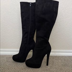 Knee high suede boots
